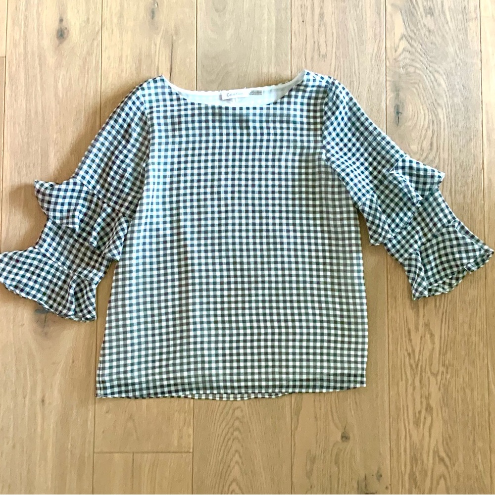 Calvin Klein Black and White Checked Top